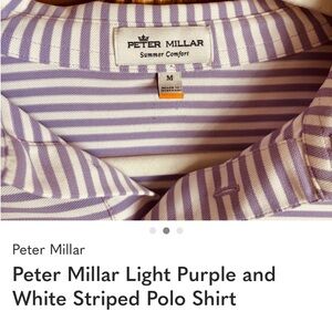 Peter Millar Light Purple and White Striped Polo Shirt